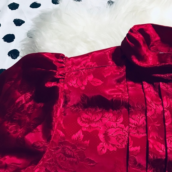 Vintage Secretary Tuxedo Floral Rose Blouse - Picture 3 of 8